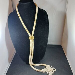 Vintage Long Beaded Tassel Necklace/ Belt